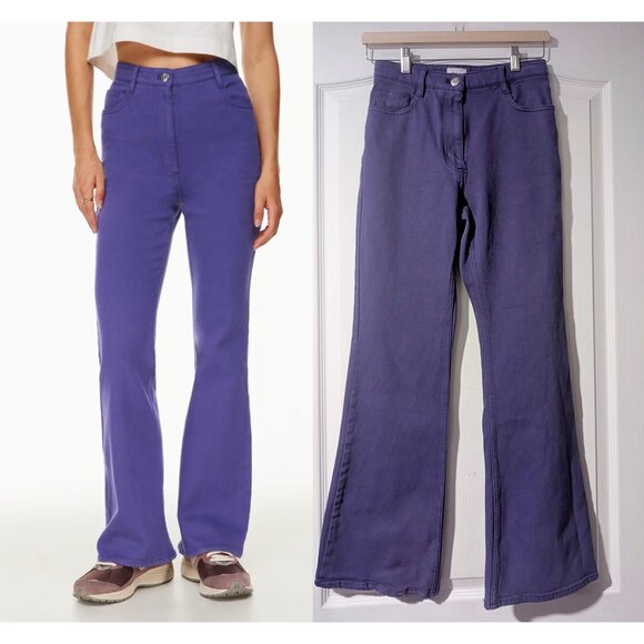 Aritzia Wilfred Free | Twostep High-rise Flared Pants In Deep Violet - Picture 1 of 13
